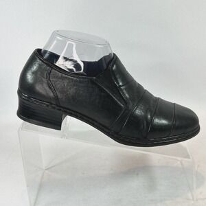 Rieker Antistress Women's Size 6.5 Shoes Black Leather Pleated Comfort Loafers